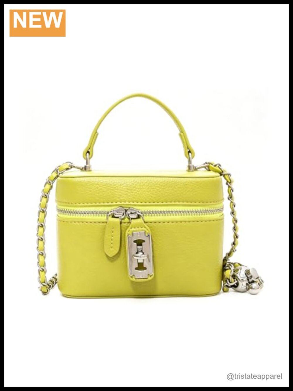 Small Square Crossbody Bag PU Leather Top-Handle Purse with Chain Strap